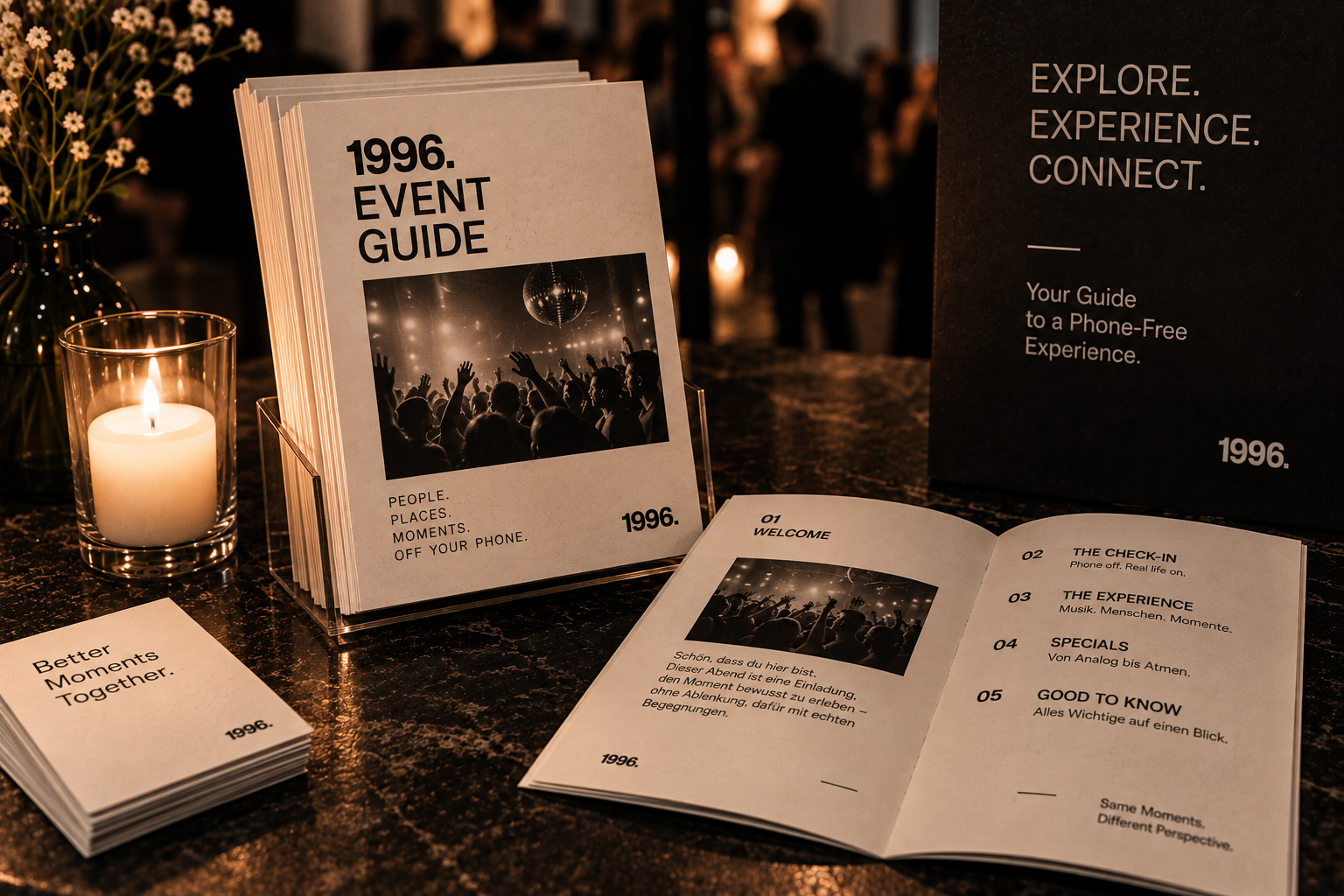 1996. Event Guide – gedruckter Begleiter durch einen phone-free Abend